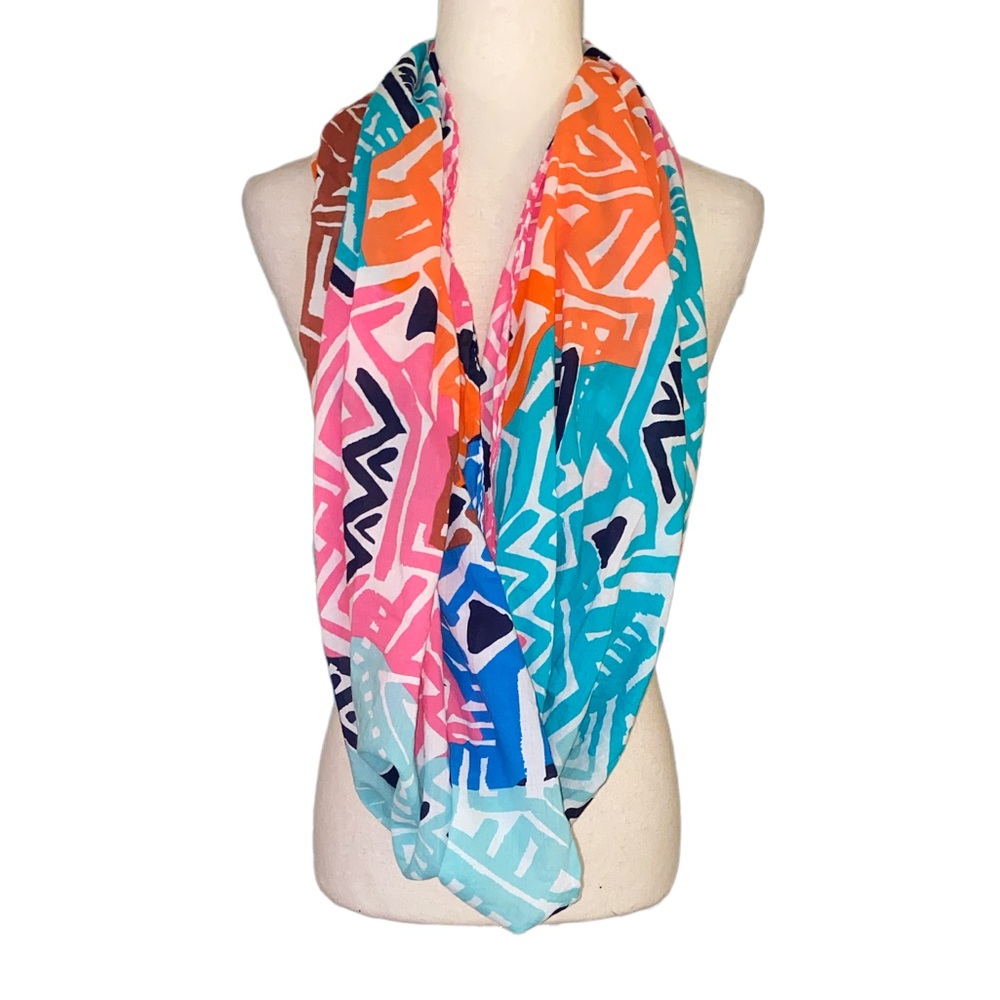 J. Crew Geometric Multicolored Infinity Circle Scarf Wrap